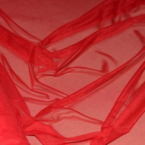 Tissu voile résille stretch rouge, coupe par 50 cms