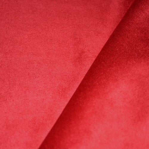 Tissu suédine, rouge, traité teflon, coupe par 25 cms.