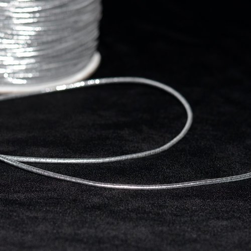 Cordon rond elastique argent ø 2mm souple - coupe au mètre
