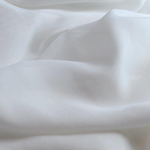 Tissu mousseline polyester blanche, coupe par 50 cms