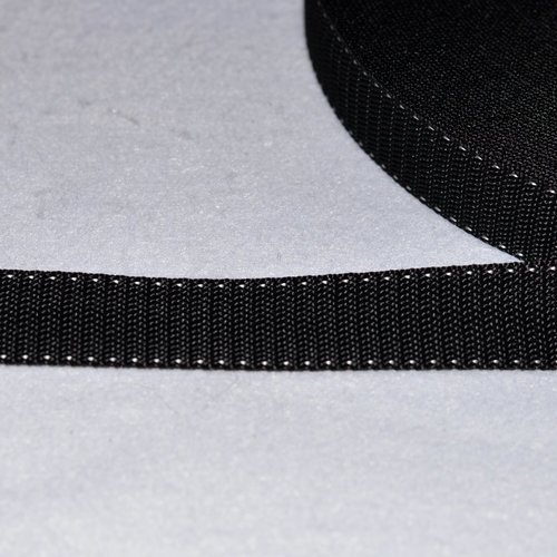 Sangle 20 mm - noir surpiqué blanc - polypropylene - coupe au mètre - qualité extra