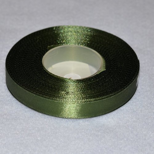 Ruban de satin 12 mm - vert olive - bobine de 27 mètres