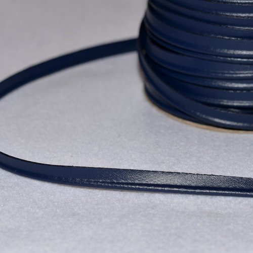 Passepoil skai, simili cuir bleu marine - 10 mm - coupe au mètre