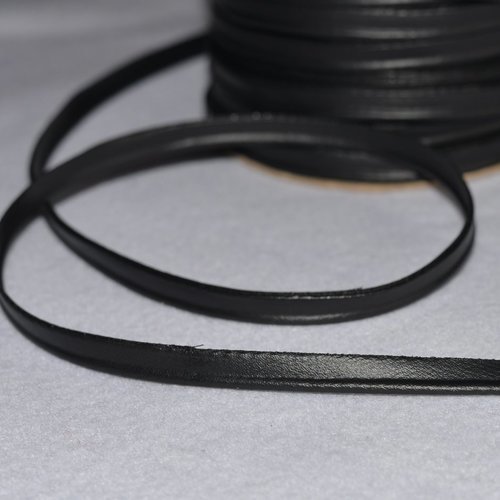 Passepoil skai, simili cuir noir - 10 mm - coupe au mètre