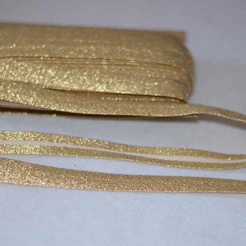 Biais lamé lurex or, doré largeur 16 mm, coupe au mètre