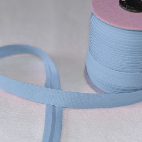 Biais coton bleu pastel largeur 18 mm – coupe au mètre