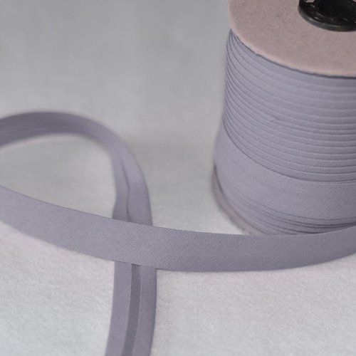 Biais coton gris largeur 18 mm – coupe au mètre