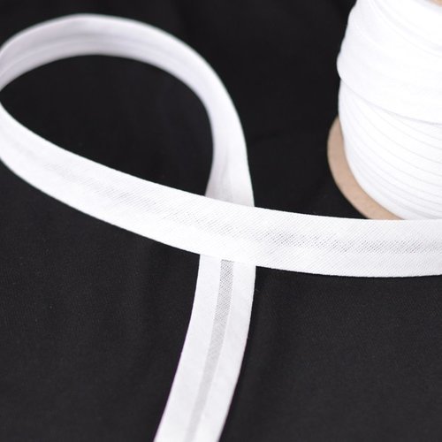 Biais coton blanc largeur 18 mm – coupe au mètre