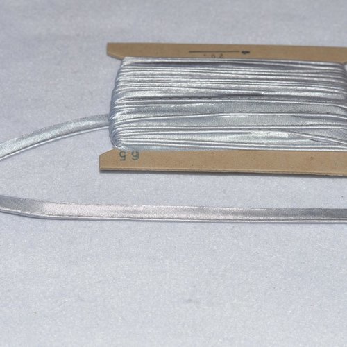 Passepoil satin - 11 mm -  gris argent, au mètre