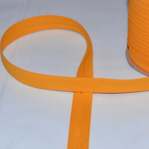 Biais coton orange papaye largeur 18 mm – coupe au mètre