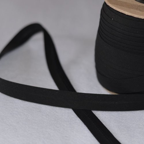 Biais coton noir largeur 18 mm – coupe au mètre