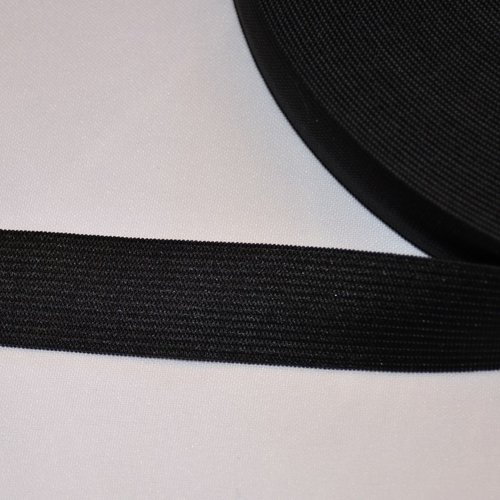 Elastique plat noir largeur 25 mm souple - coupe au mètre