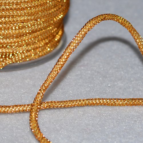 Ruban cordon ecru or effet perles style b  ø 3 mm - coupe au mètre