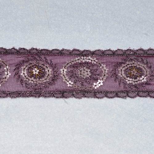 Galon résille  violet argent non elastique au mètre - qualité extra.