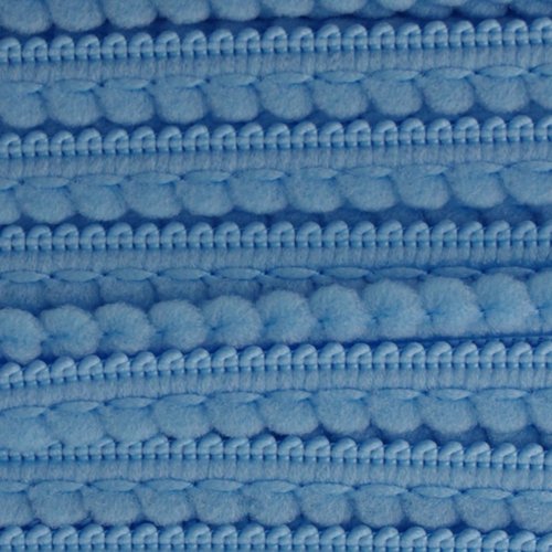 Ruban galon mini pompons 10mm - bleu ciel - coupe au mètre