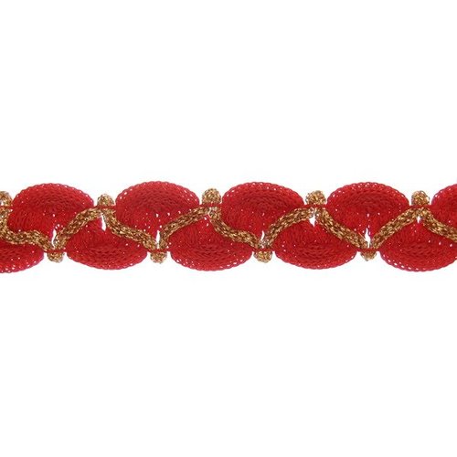 Ruban galon décoratif 14 mm - rouge/or - coupe au mètre