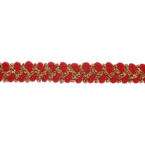 Ruban galon décoratif 11 mm - rouge/or - coupe au mètre
