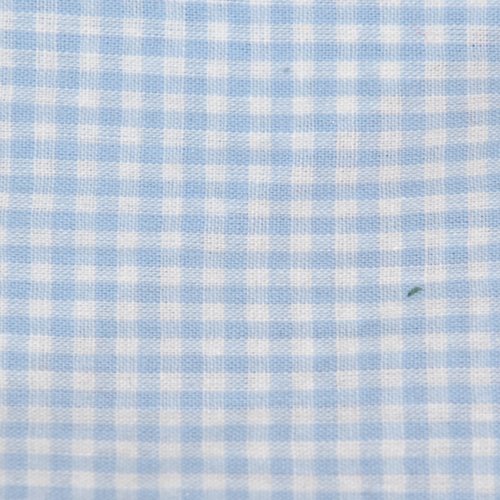 Tissu coton vichy bleu ciel petit carreau - coupe par 20 cms