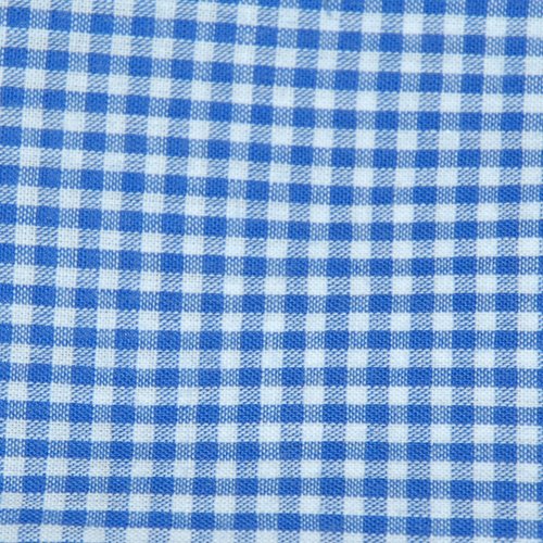 Tissu coton vichy bleu royal petit carreau - coupe par 20 cms