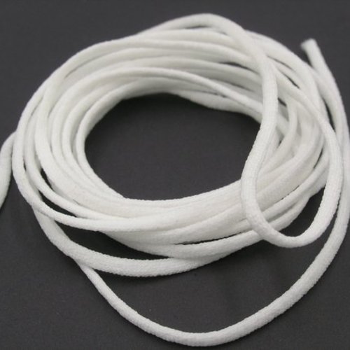 Cordon rond elastique blanc ø 3mm souple - coupe par 5 mètres