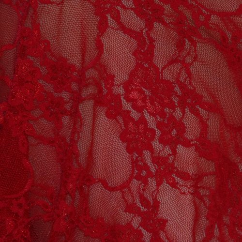 Tissu dentelle elastique rouge polyester elasthanne - coupe par 50 cms