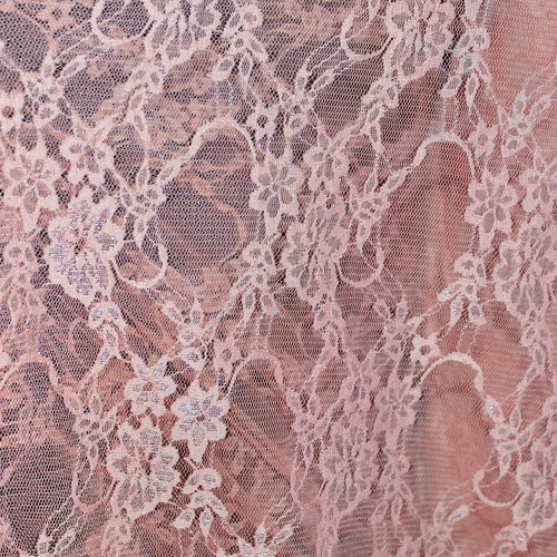 Tissu dentelle elastique vieux rose polyester elasthanne - coupe par 50 cms