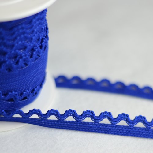 Ruban elastique bleu royal fantaisie vague - coupe au mètre