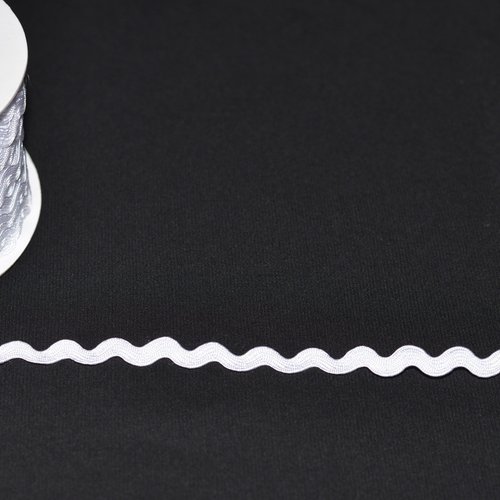 Galon croquet zig zag polyester blanc - 6mm - qualité extra. au mètre