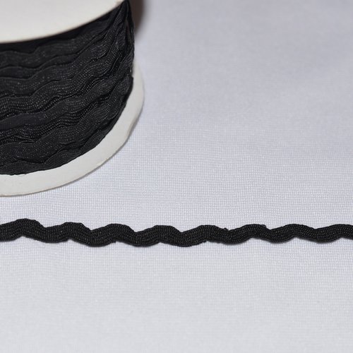 Galon croquet zig zag polyester noir - 6mm - qualité extra. au mètre