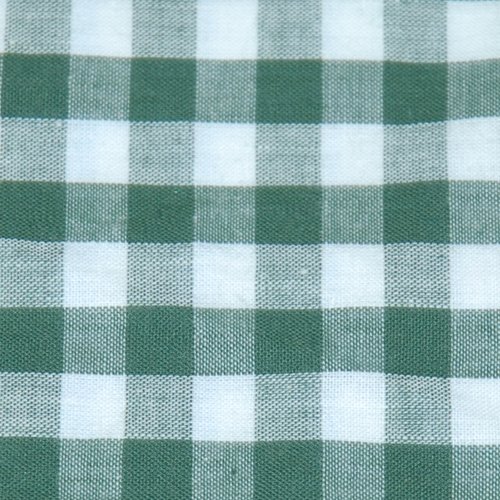 Tissu coton vichy vert fonce grand carreau - coupe par 20 cms