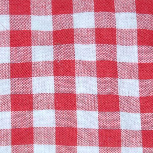 Tissu coton vichy rouge grand carreau - coupe par 20 cms