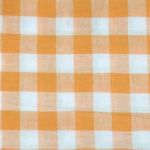 Tissu coton vichy orange grand carreau - coupe par 20 cms