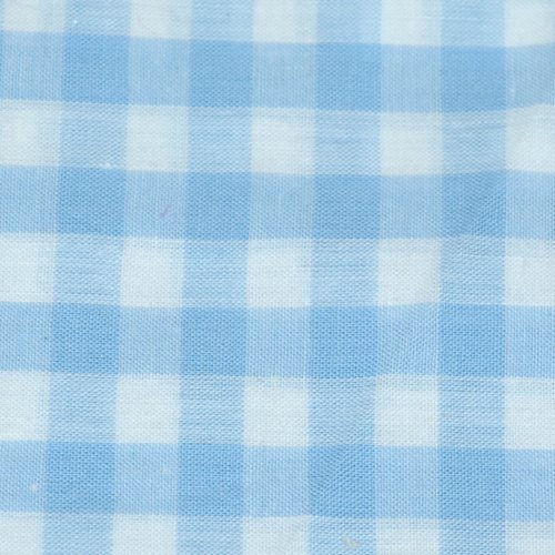 Tissu coton vichy bleu ciel grand carreau - coupe par 20 cms