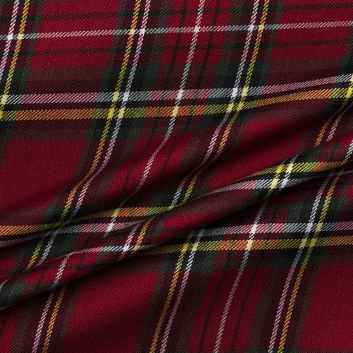Tissu ecossais polyester rouge - coupe par 50cms