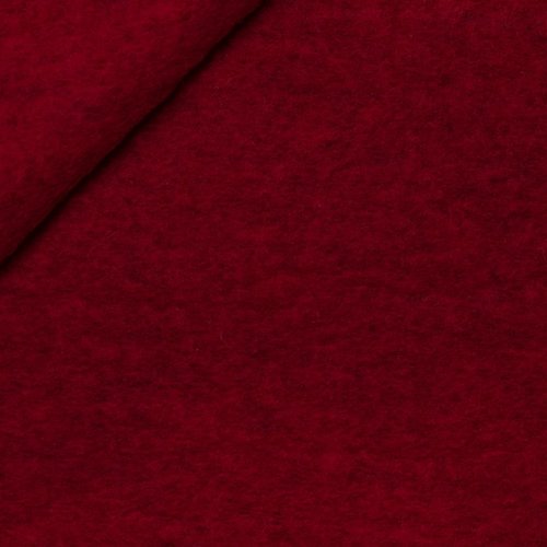 Tissu laine bouillie rouge haute qualité, coupe par 50 cms