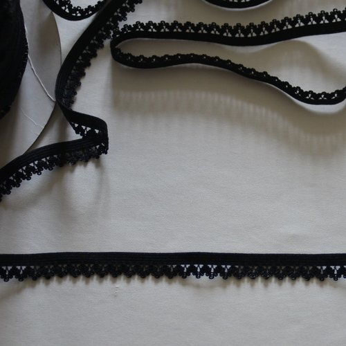 Ruban bretelles elastique noir haute qualité 12mm - coupe au mètre