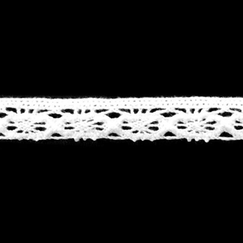 Ruban dentelle 100% coton blanc - largeur 12mm - coupe au mètre au mètre - qualité extra.