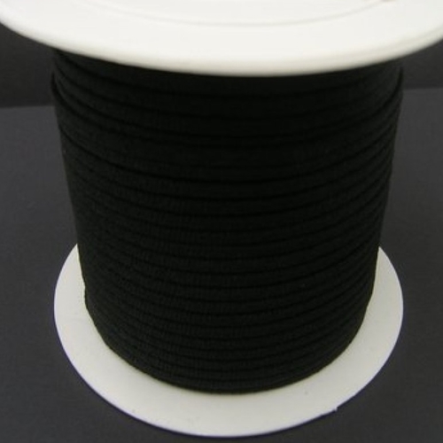 Cordon rond elastique noir ø 3mm souple - bobine de 50 mètres