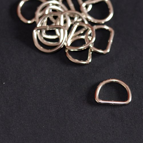 30 mm - argent - lot de 10 boucles demi rond métal - qualité extra -