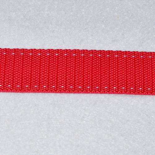 Sangle 20 mm - rouge surpiqué blanc - polypropylene - coupe au mètre - qualité extra