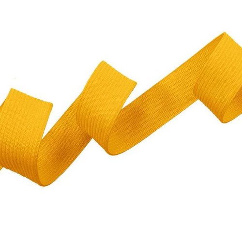 Elastique plat jaune largeur 20 mm souple - coupe au mètre