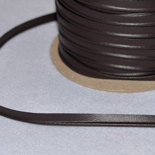 Passepoil skai, simili cuir marron foncé - 10 mm - coupe au mètre