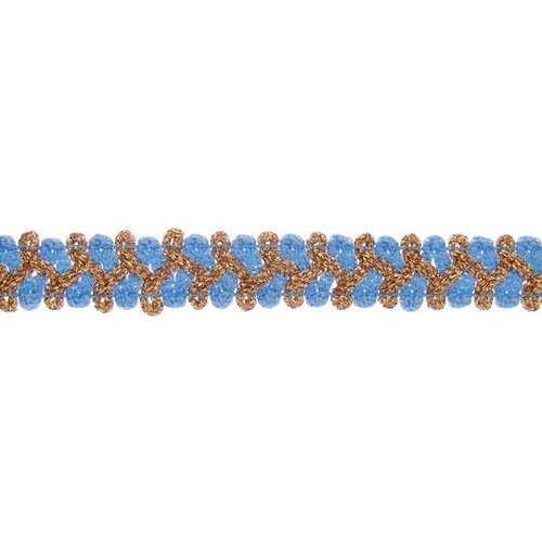 Ruban galon décoratif 11 mm - bleu/or - coupe au mètre