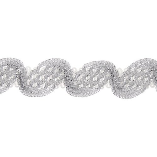 Ruban galon haute couture motif perle - argent / blanc - largeur 20mm - coupe au mètre