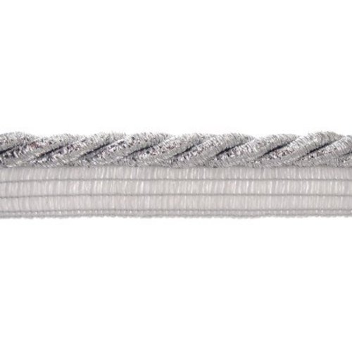 20 mm - passepoil lamé lurex argent - effet torsade - spécial décoration, ameublement - coupe au mètre