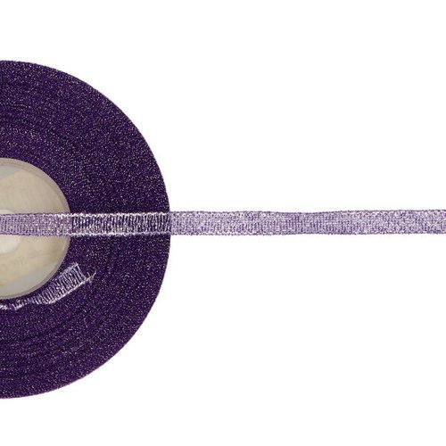 Ruban organza paillettes 6 mm - violet / argent - coupe au mètre