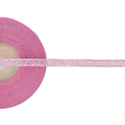 Ruban organza paillettes 6 mm - rose clair / argent - coupe au mètre