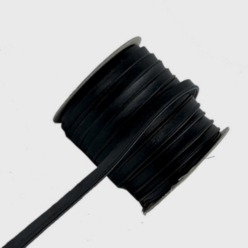 Passepoil skai, simili cuir noir - 15 mm - coupe au mètre - idéal déco et bagagerie