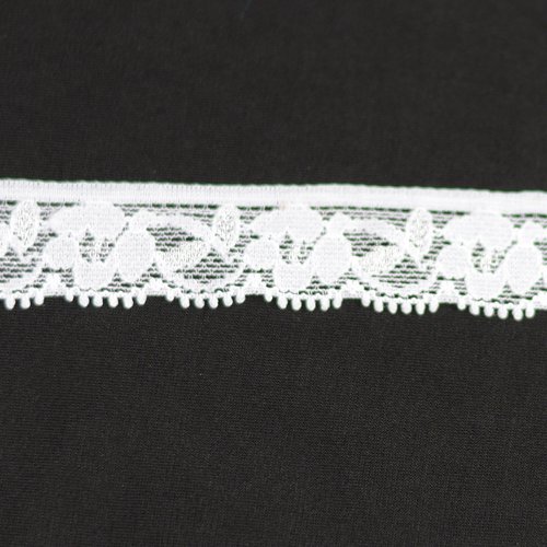 Ruban dentelle elastique - 18 mm - blanc - coupe au mètre - travaux couture, habillement, lingerie, loisirs créatifs, décoration.