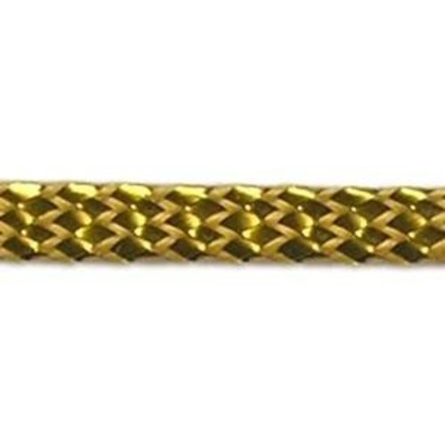 Cordon plat 2 fils tressés or / bronze - largeur 3mm  - aspect métallisé - coupe au mètre ou par 5 mètres.